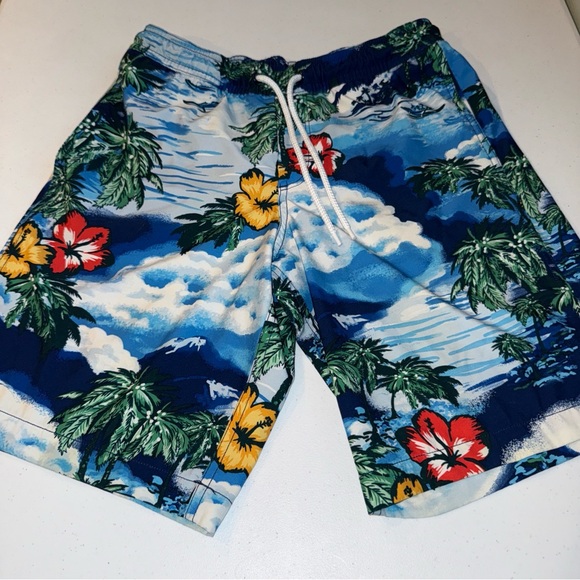 GAP 10" Pool Swim Board Shorts Mens Sz Small Hawaiian Blue Floral Resort Pockets - Picture 4 of 10
